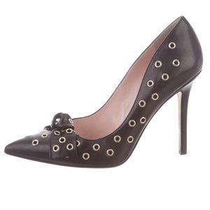 Kate Spade BLK Leather Pointed-Toe Pumps